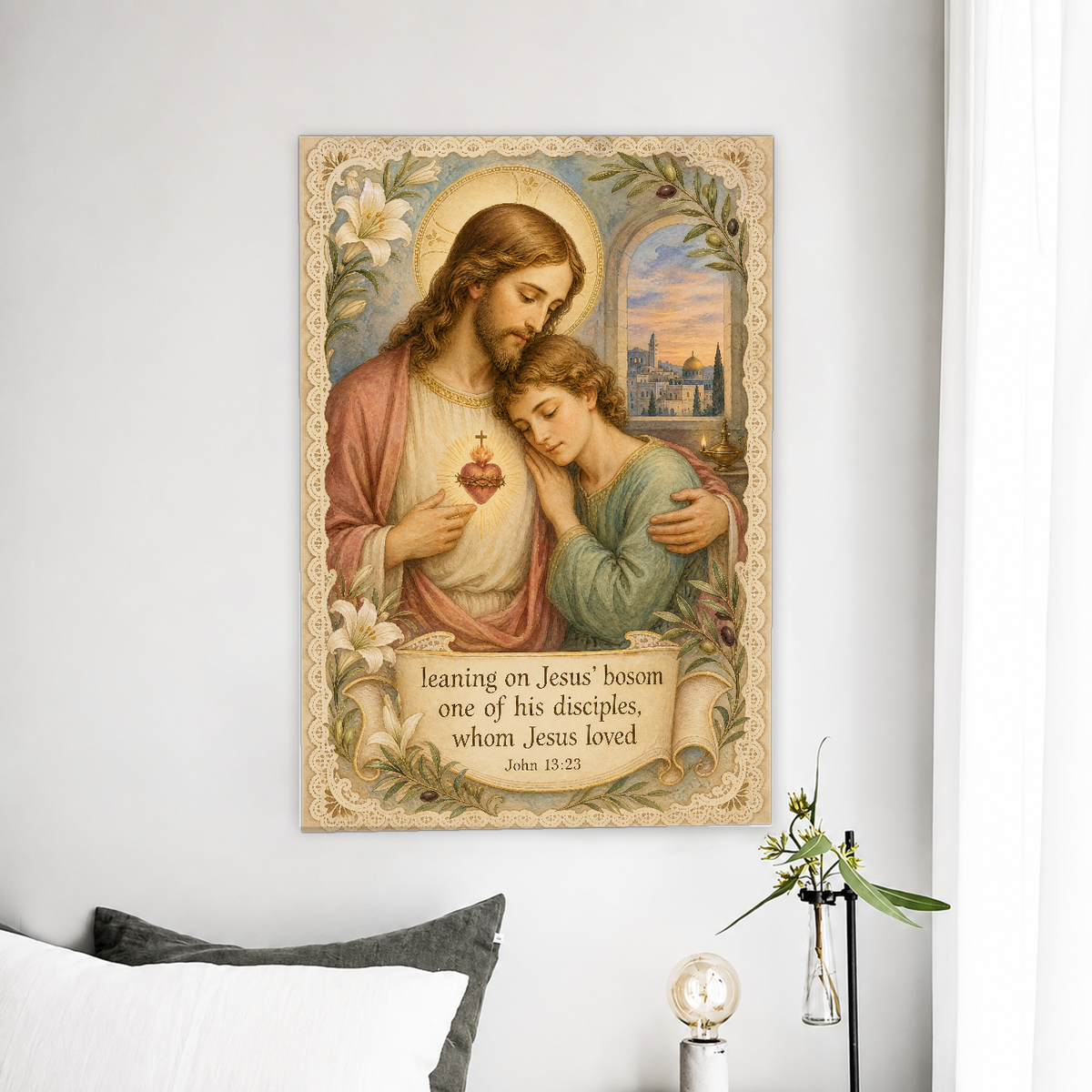Rest upon His Heart Canvas Wall Art - Christian Wall Art, front view