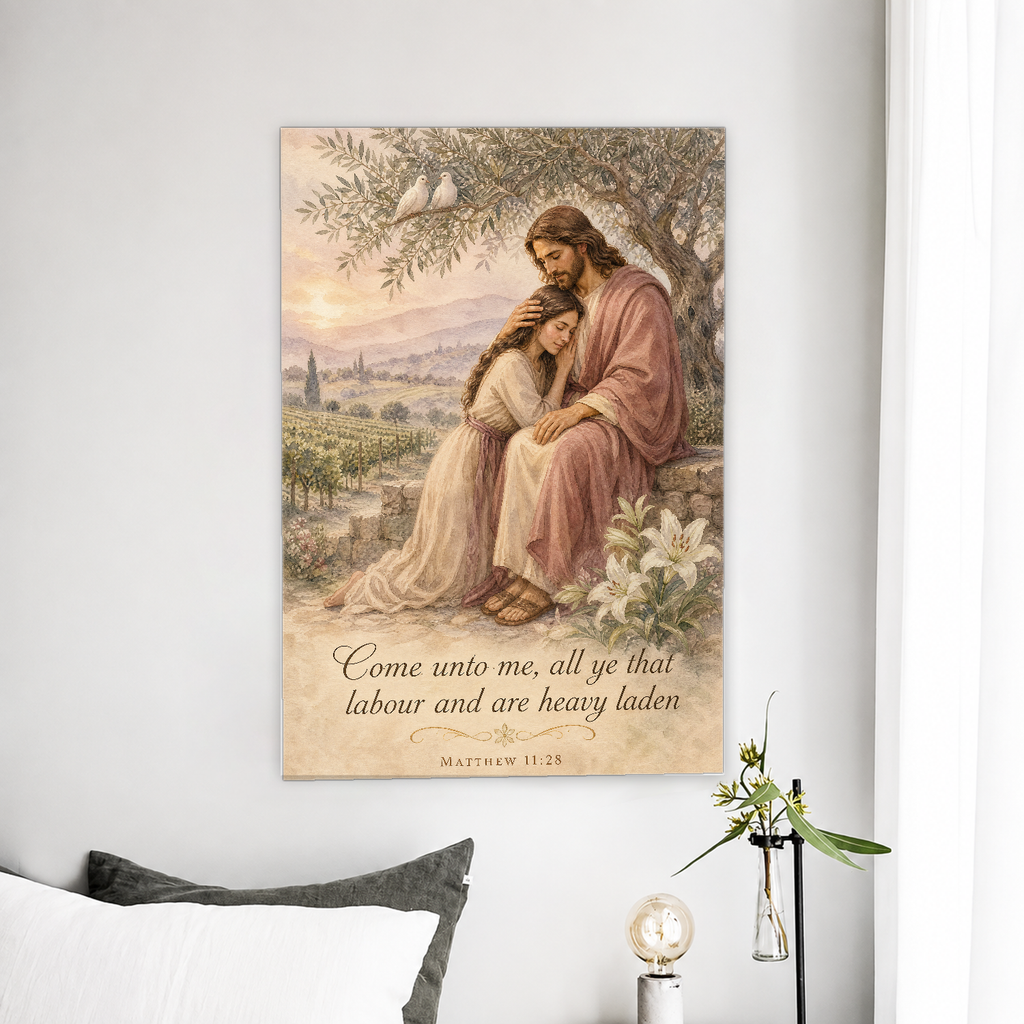 Resting Among The Lilies Canvas Wall Art - Christian Wall Art, front view