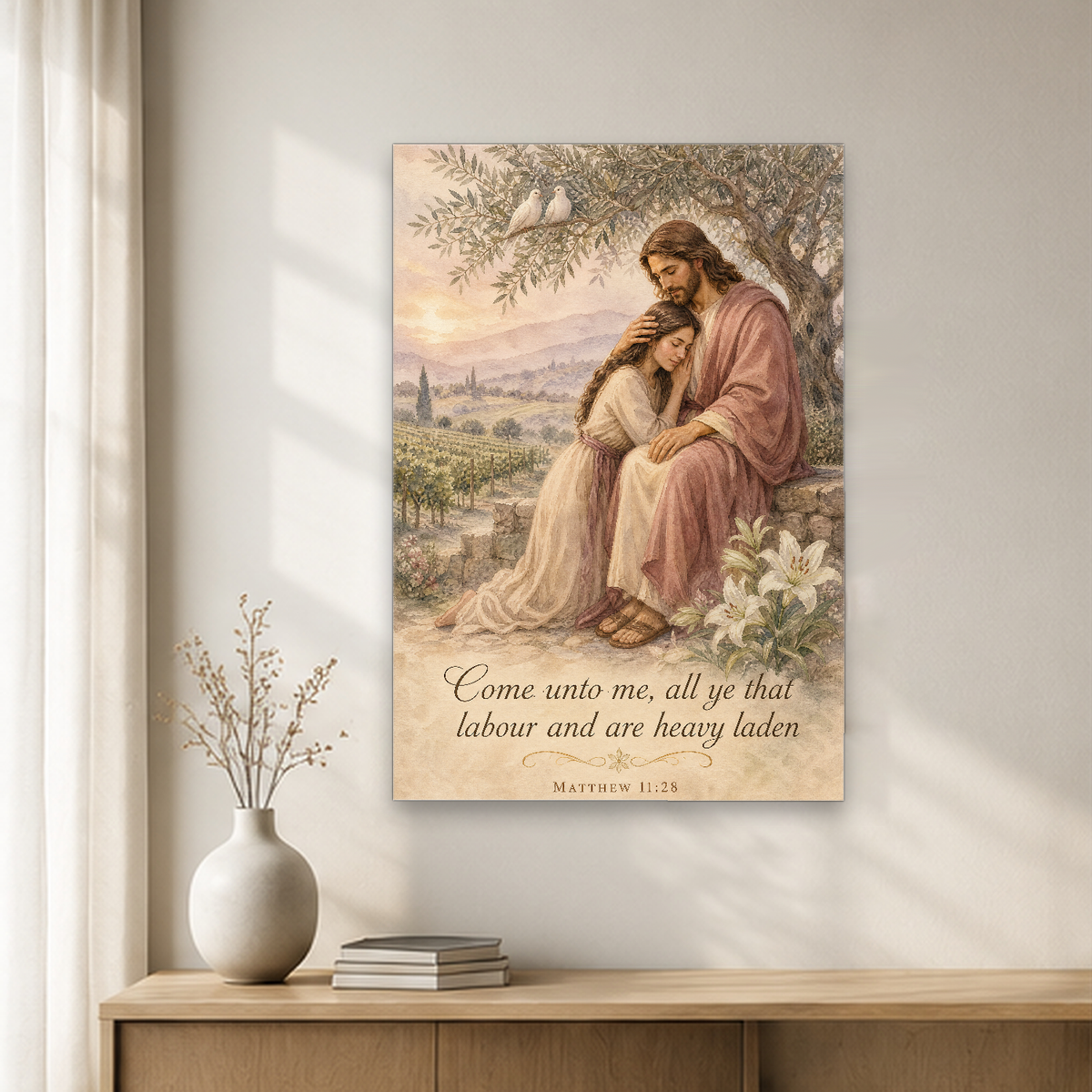 Resting Among The Lilies Canvas Wall Art - Christian Wall Art, gift presentation