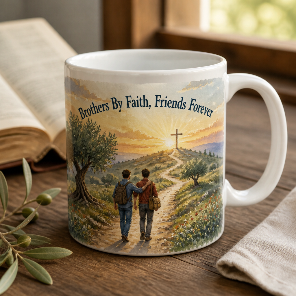 Road To The Cross Ceramic Mug - Christian Coffee Mug, front view