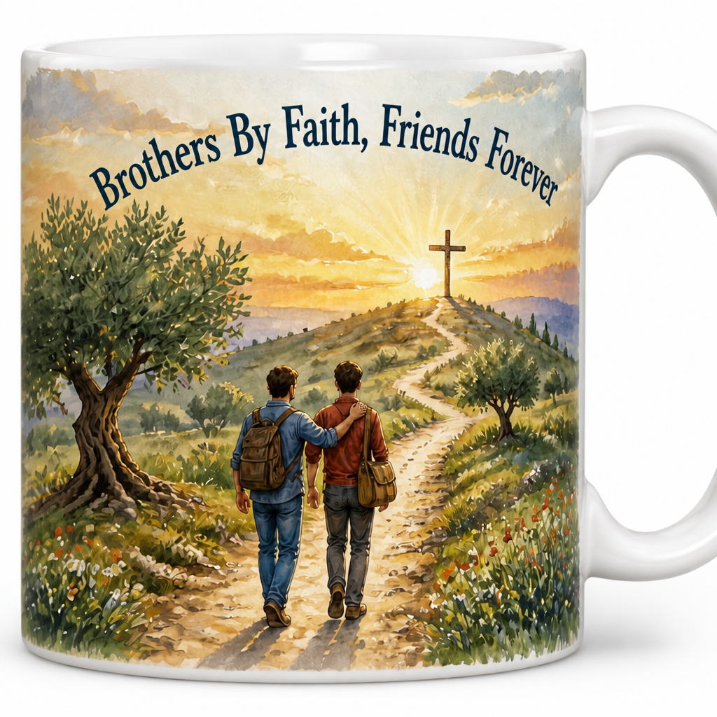 Road To The Cross Ceramic Mug - Christian Coffee Mug, detail view
