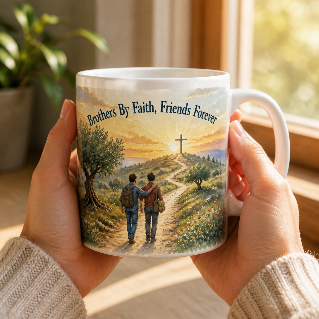Road To The Cross Ceramic Mug - Christian Coffee Mug, styled in the home