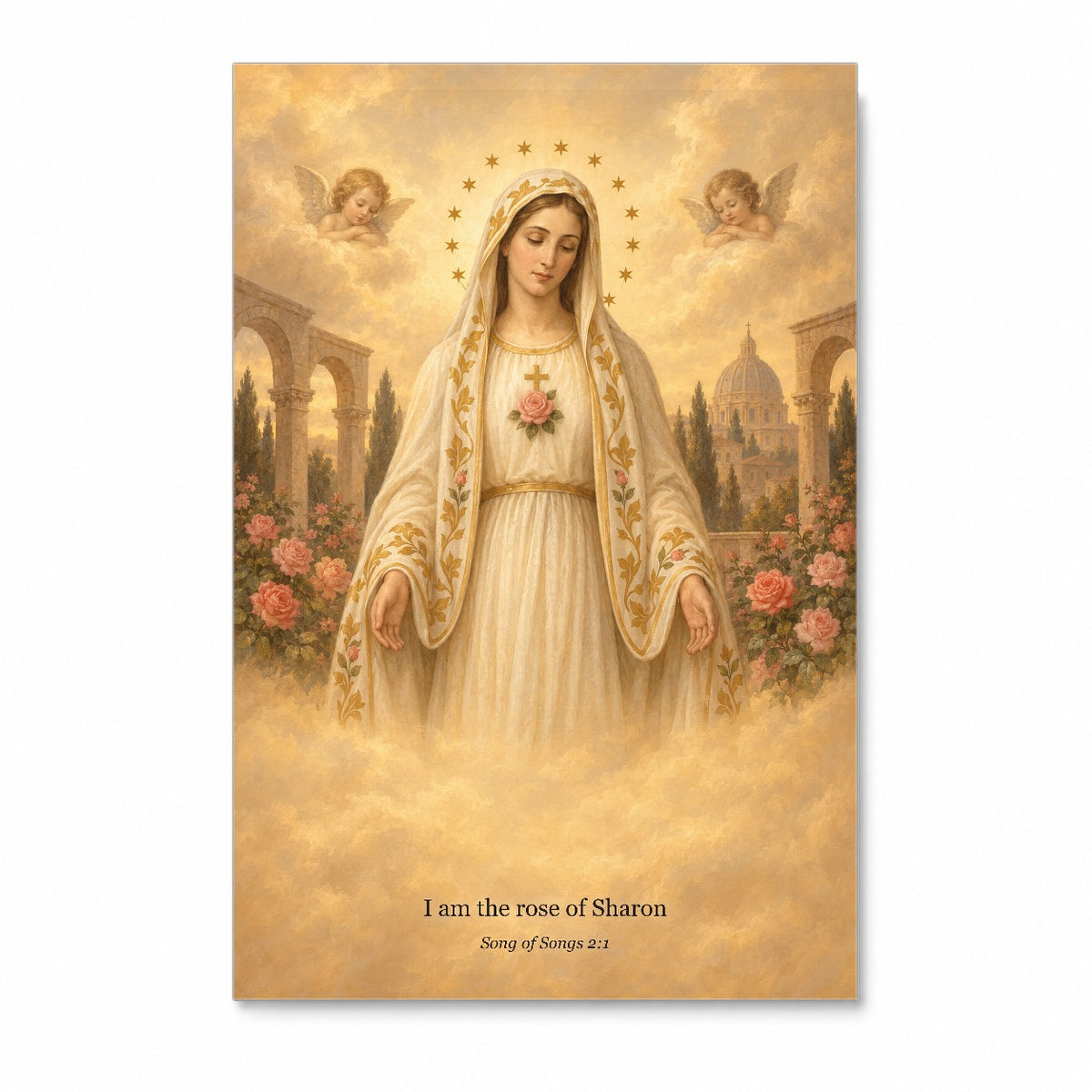 Rosa in Pectore Canvas Wall Art - Catholic Wall Art, front view