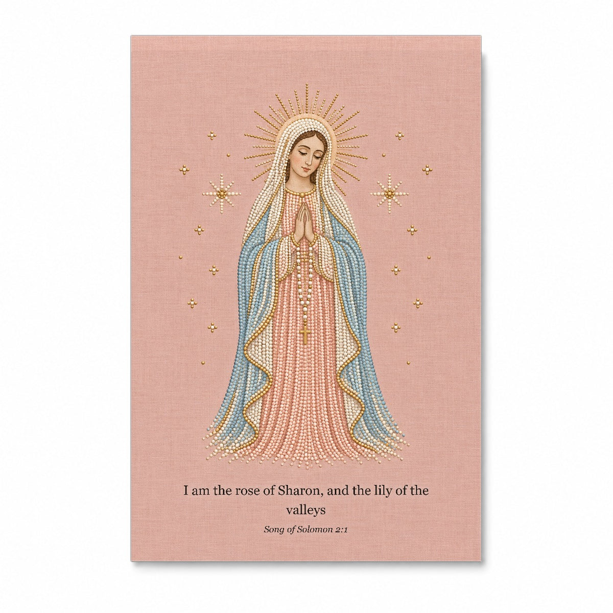 Rosa Mystica Perlata Canvas Wall Art - Catholic Wall Art, front view