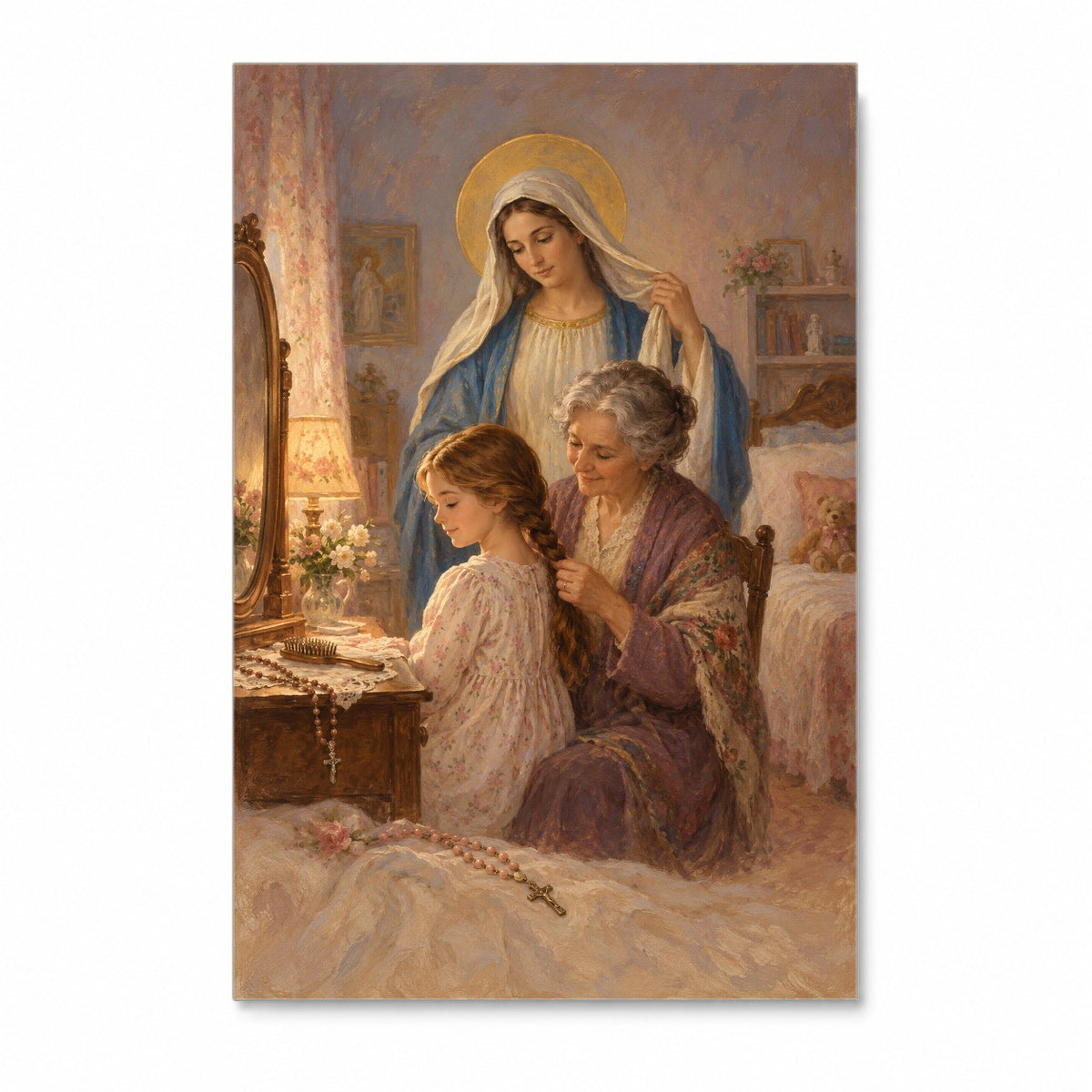 Rosary Hours Canvas Wall Art - Catholic Wall Art, front view