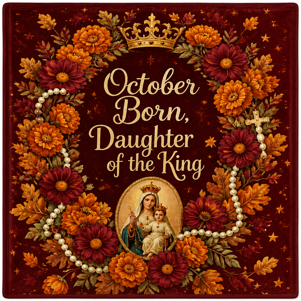 Rosary Month Crown Fleece Blanket - Christian Blanket, detail view
