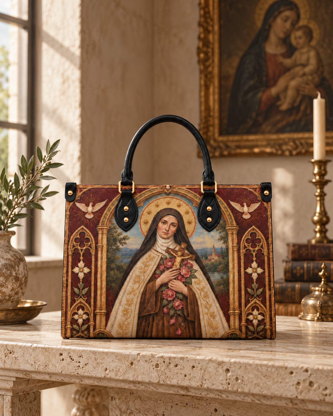 Roselight Leather Handbag - Christian Handbag, styled in the home
