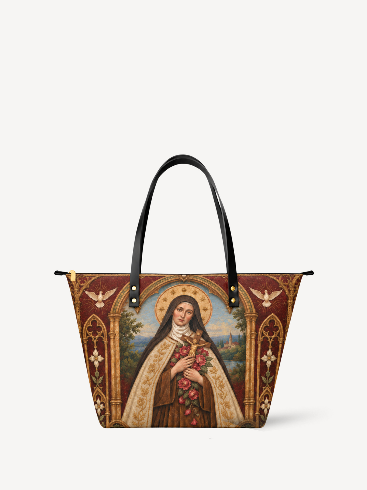Roselight Leather Tote Bag - Christian Tote Bag, front view