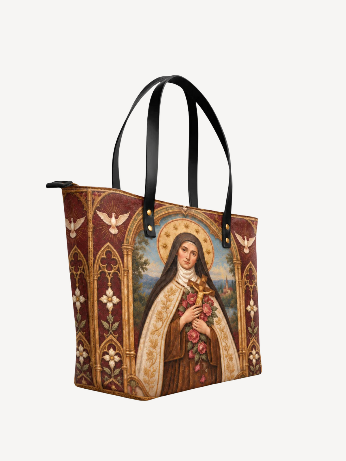 Roselight Leather Tote Bag - Christian Tote Bag, detail view