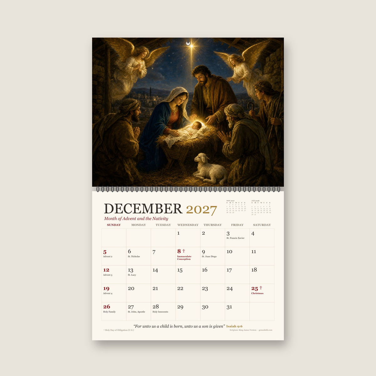 Sacred Year 2027 Catholic Wall Calendar - Catholic Calendar, detail view