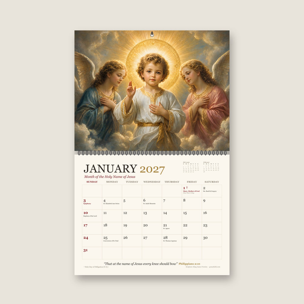 Sacred Year 2027 Catholic Wall Calendar - Catholic Calendar, hanging display