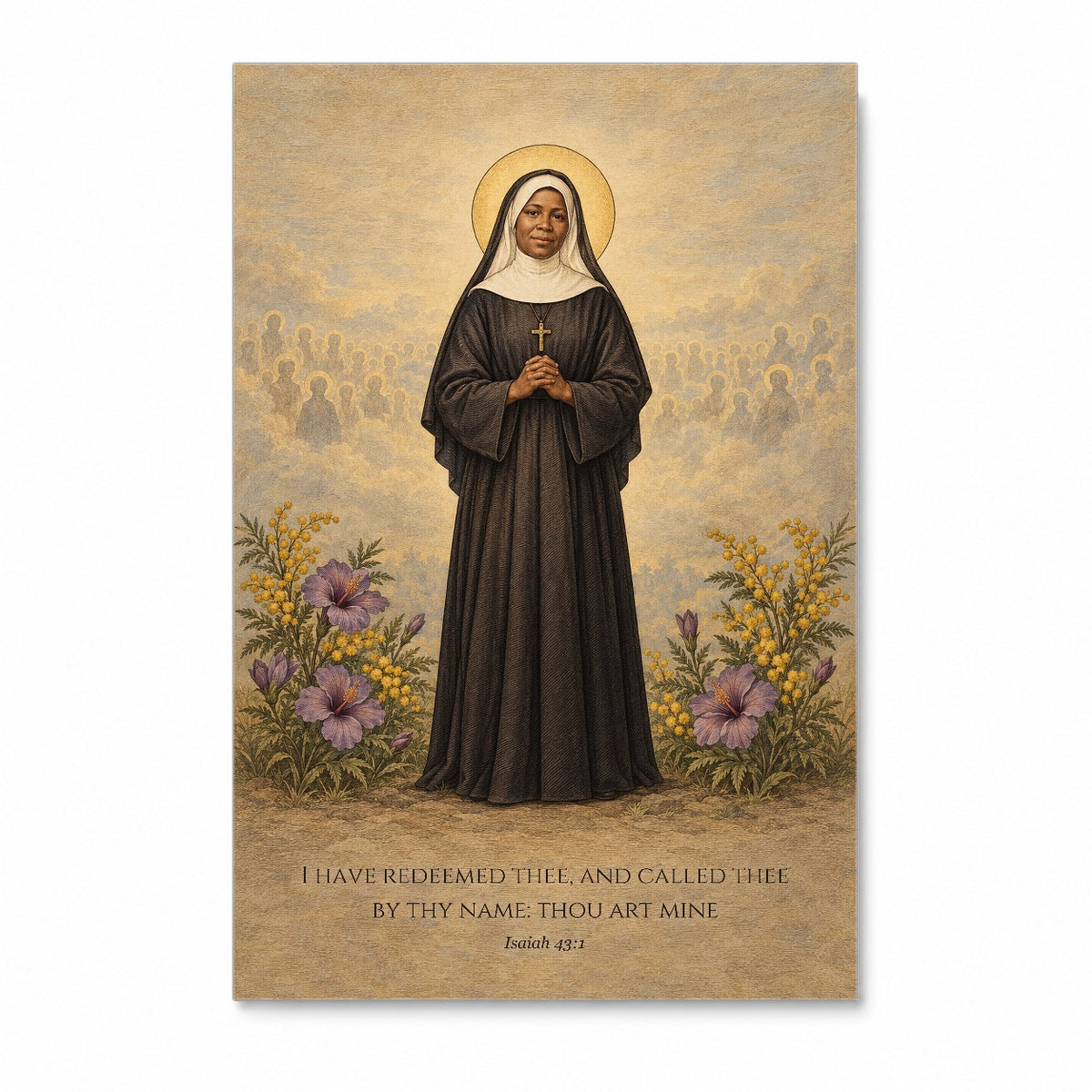 Saint Bakhita, Pray for Us Canvas Wall Art - Catholic Wall Art, front view