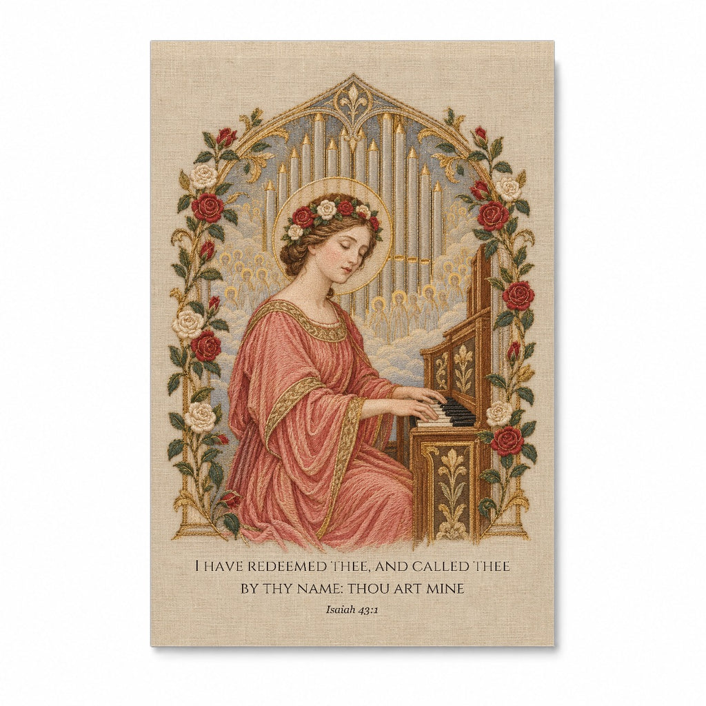 Saint Cecilia, Pray for Us Canvas Wall Art - Catholic Wall Art, front view