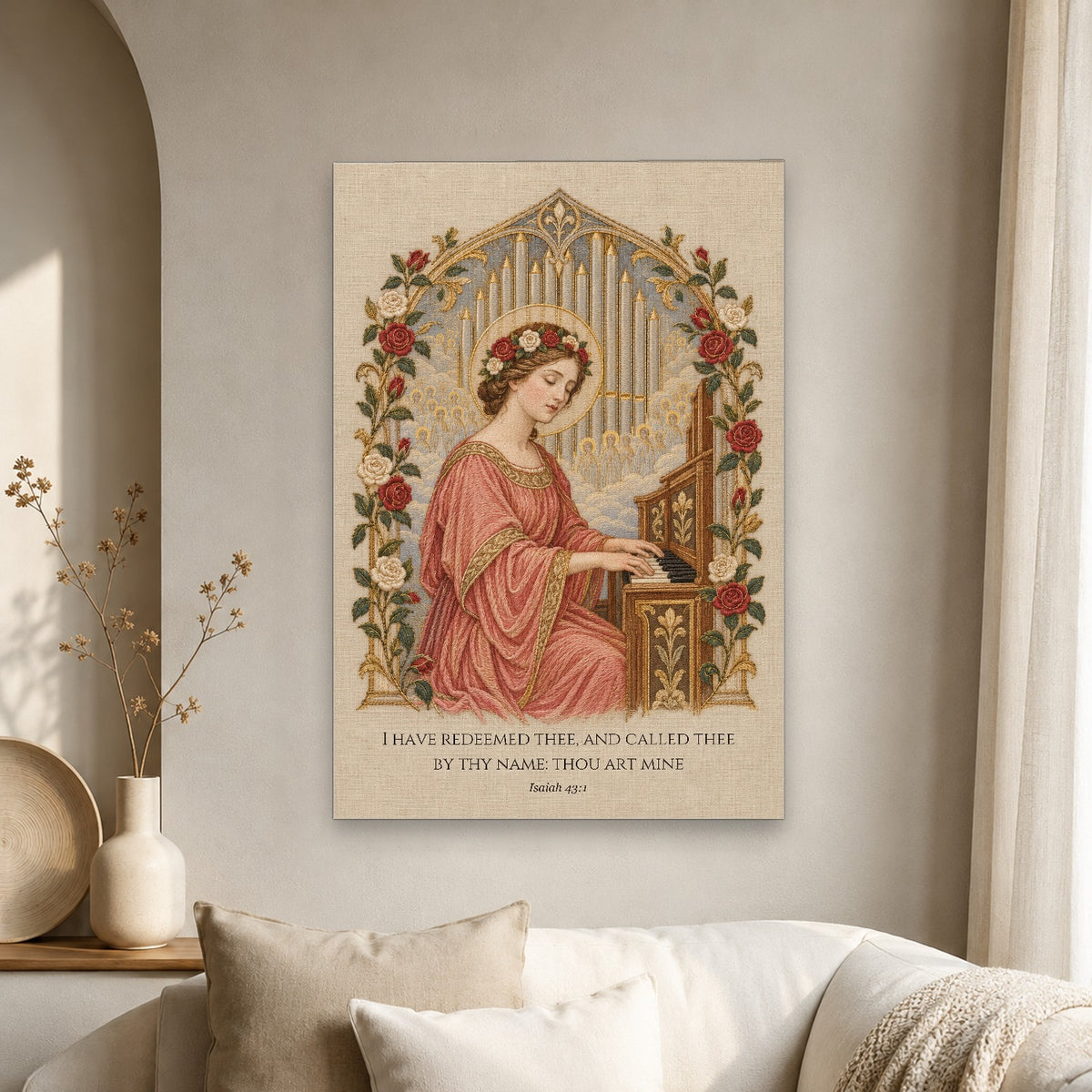 Saint Cecilia, Pray for Us Canvas Wall Art - Catholic Wall Art, scale reference
