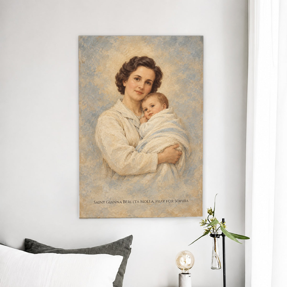 Saint Gianna Beretta Molla Personalized Canvas Wall Art - Canvas Wall Art, detail view