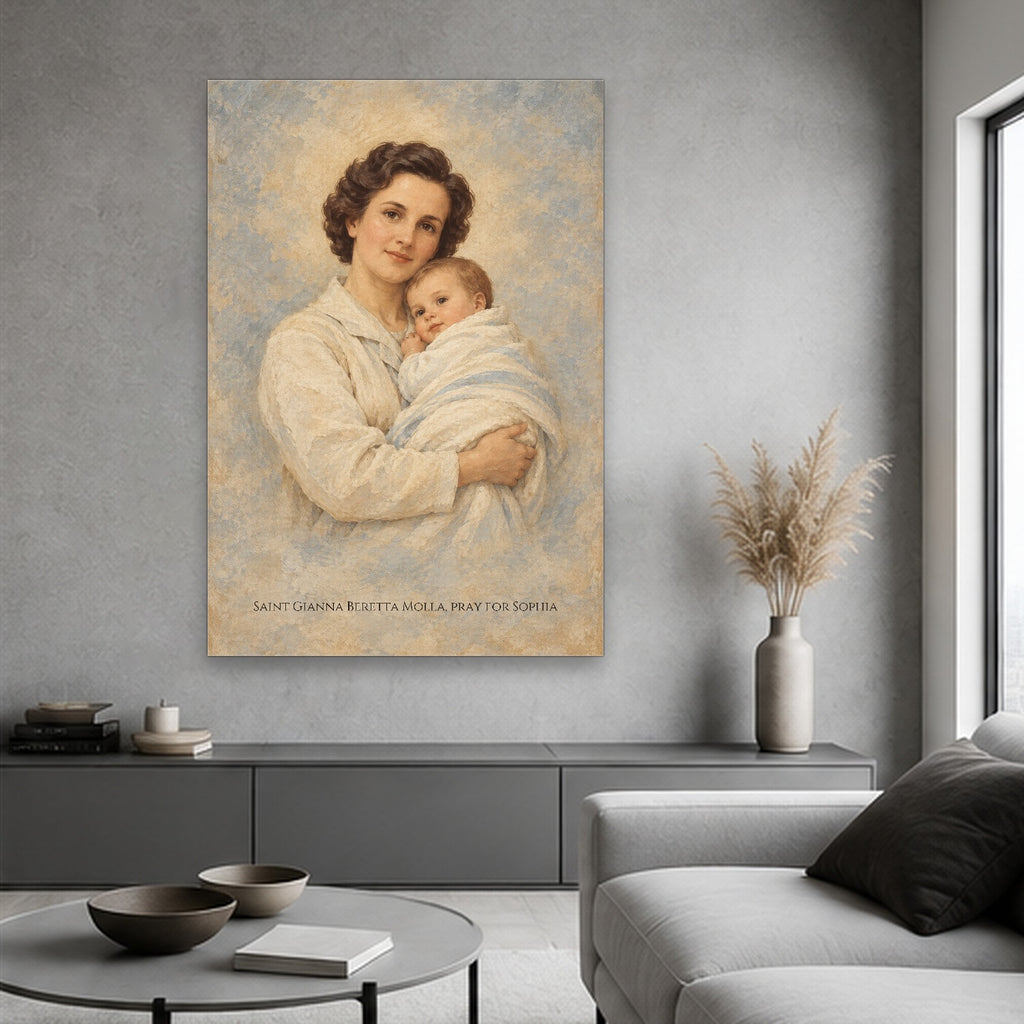 Saint Gianna Beretta Molla Personalized Canvas Wall Art - Canvas Wall Art, hanging display