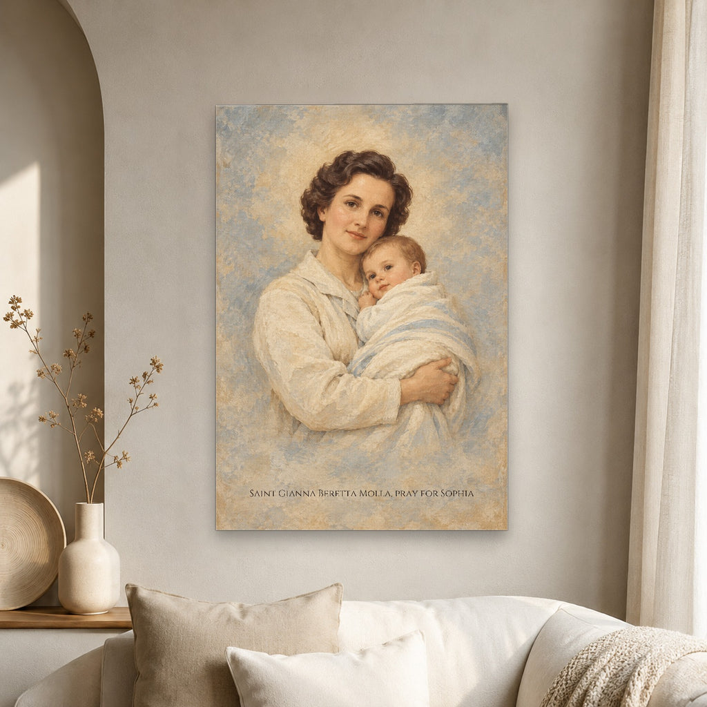 Saint Gianna Beretta Molla Personalized Canvas Wall Art - Canvas Wall Art, scale reference