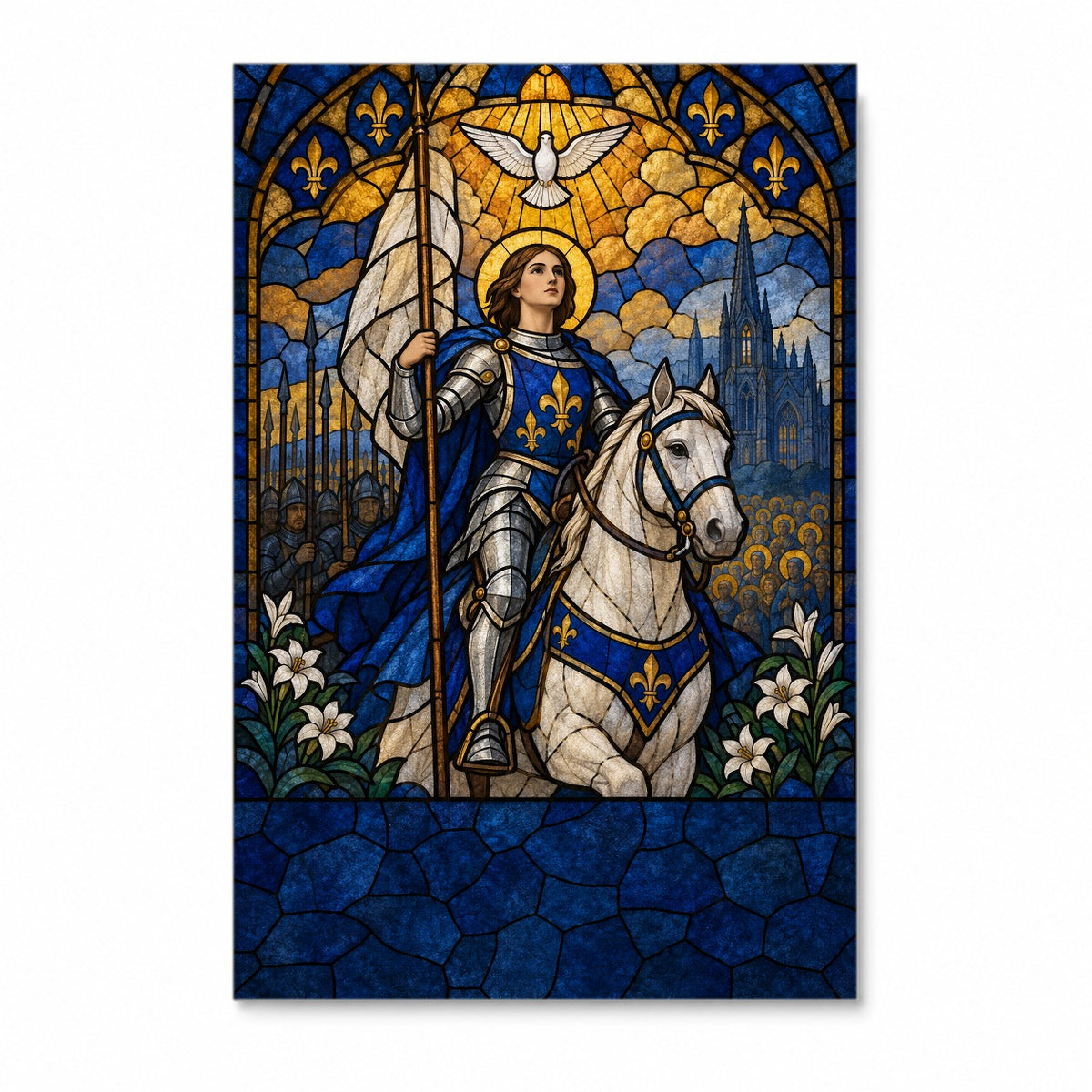 Saint Joan Of Arc, Pray for Us Canvas Wall Art - Catholic Wall Art, front view