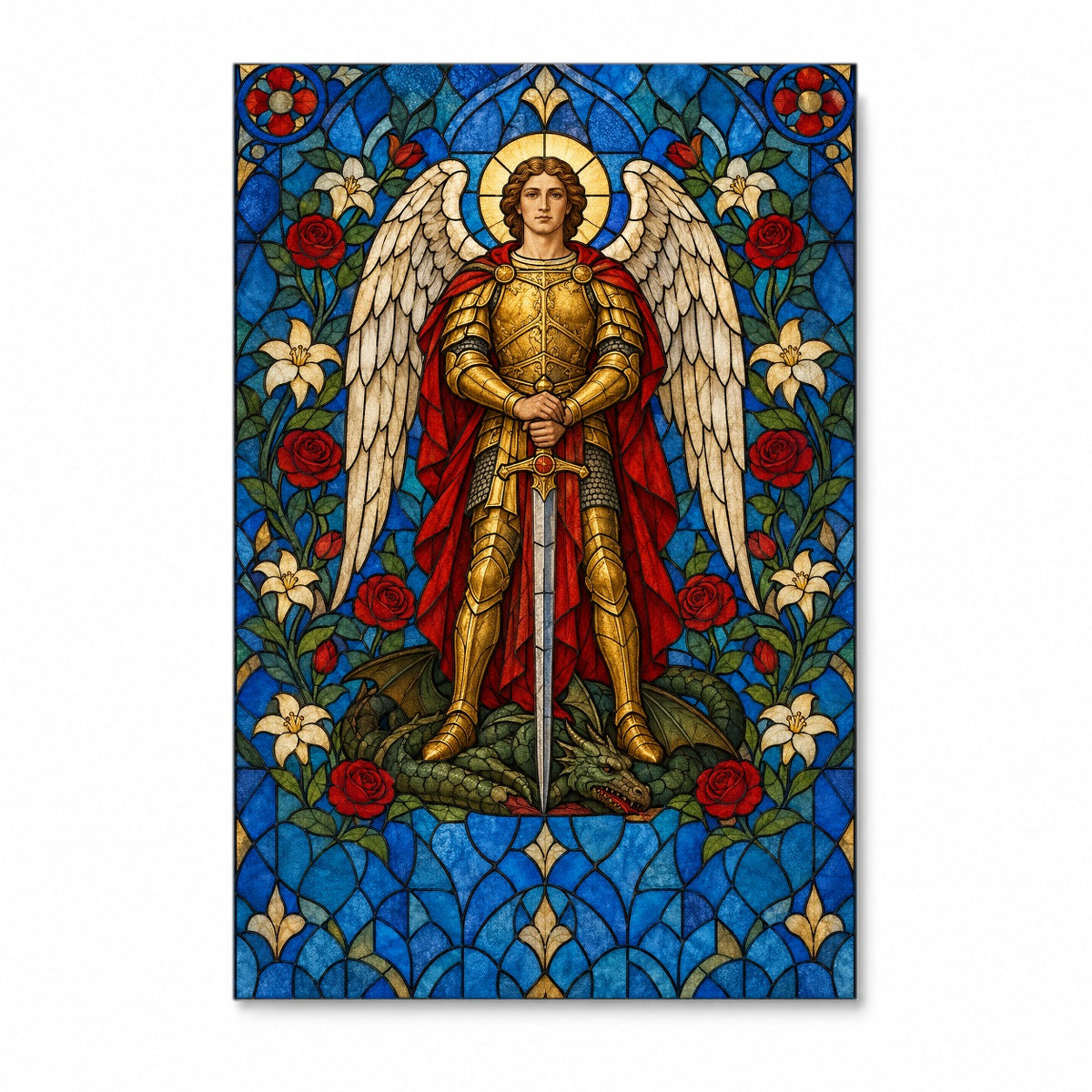 Saint Michael, Pray for Us Canvas Wall Art - Catholic Wall Art, front view