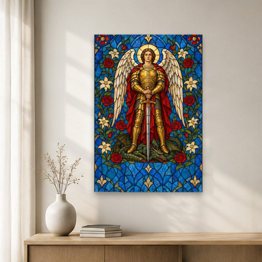 Saint Michael, Pray for Us Canvas Wall Art - Catholic Wall Art, gift presentation