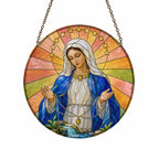 Salve Regina Glass Suncatcher - Catholic Suncatcher, front view