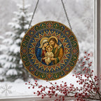 Sancta Familia Glass Suncatcher - Catholic Suncatcher, detail view