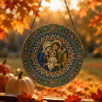 Sancta Familia Glass Suncatcher - Catholic Suncatcher, hanging display