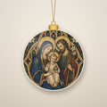 Sancta Familia II Ceramic Ornament - Catholic Christmas Ornament, front view