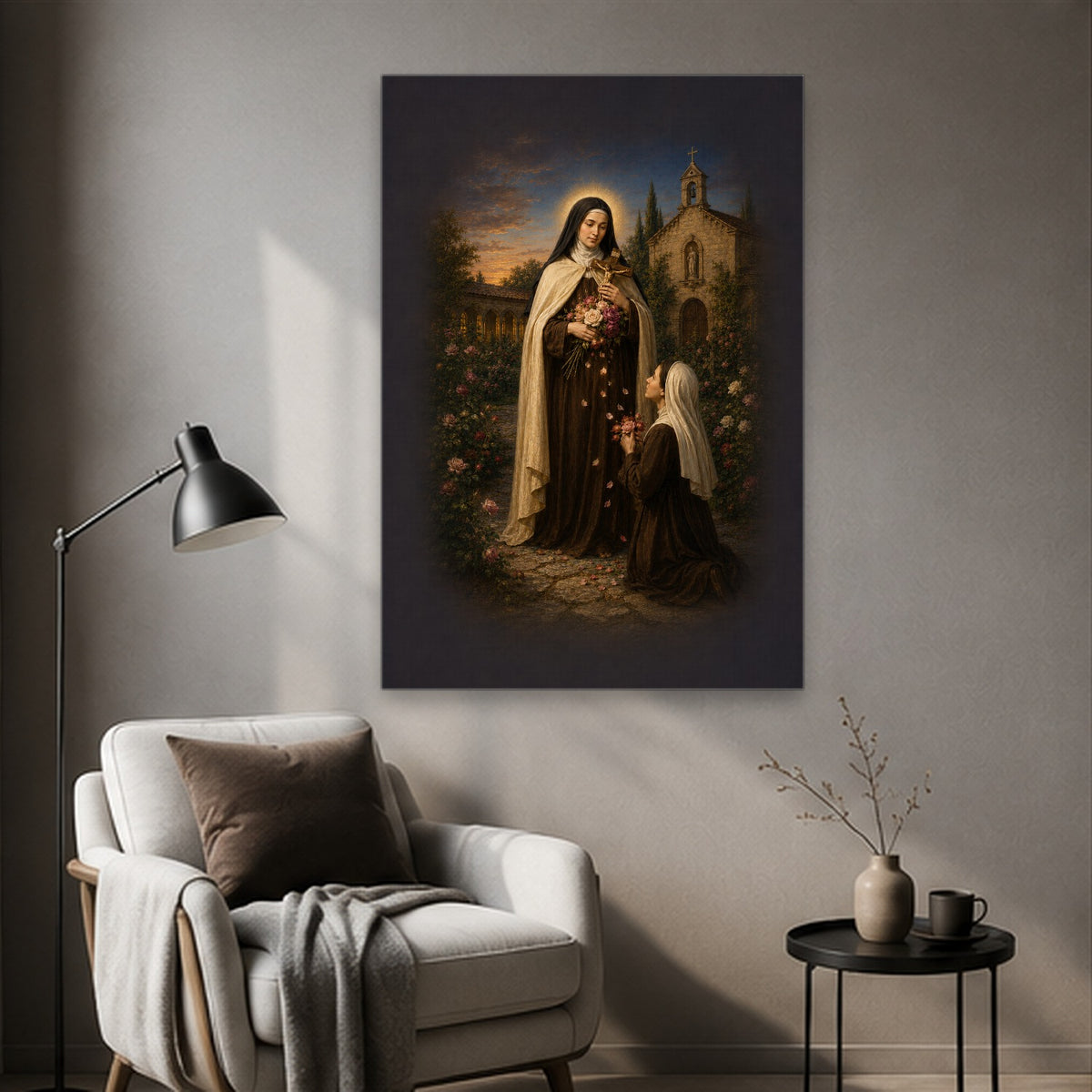 Sancta Teresia Canvas Wall Art - Catholic Wall Art, styled in the home