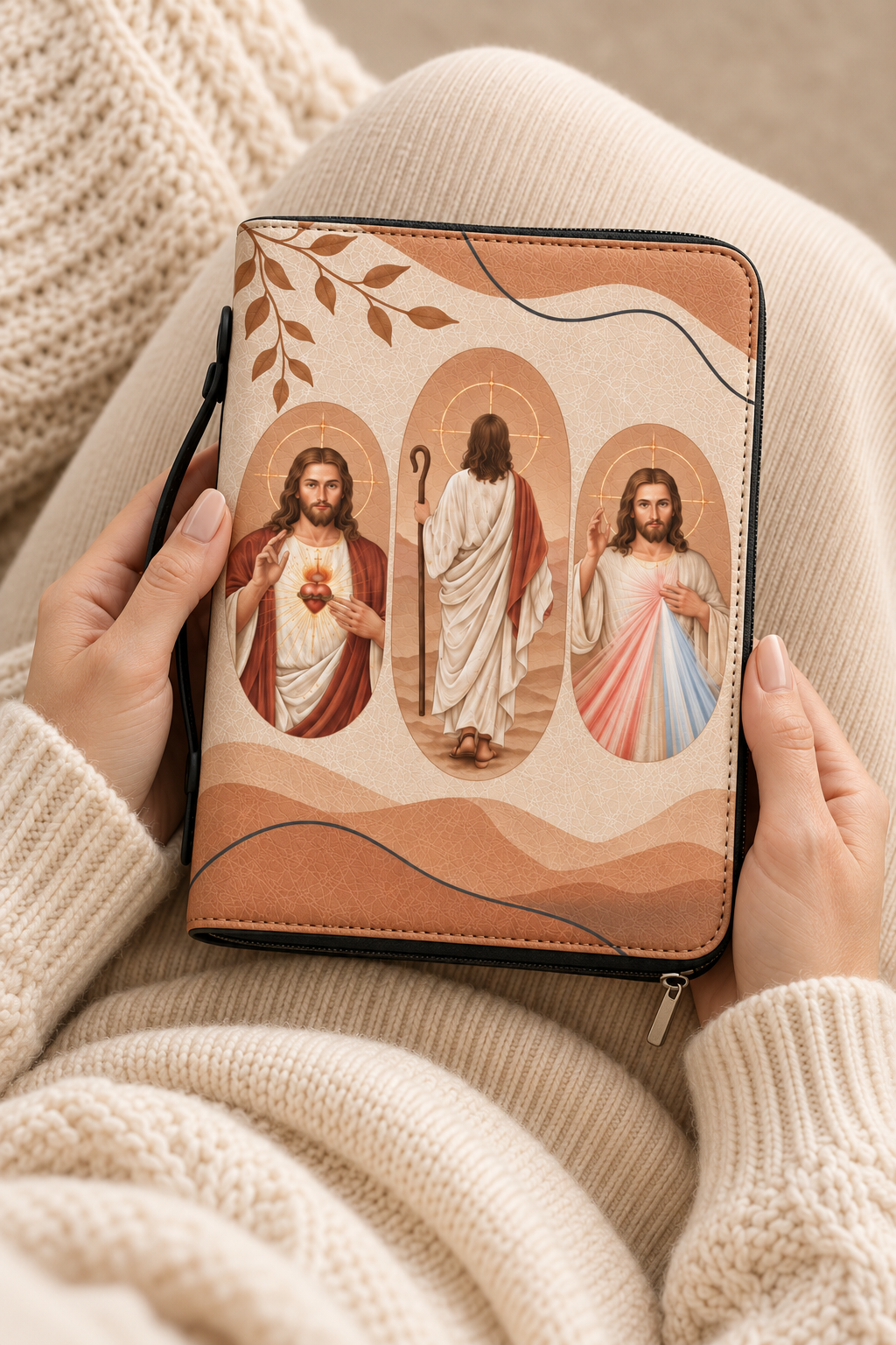 Savior Bible Cover - Leather Bible Cover, hanging display