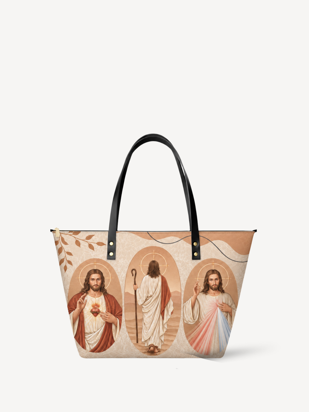 Savior PU Leather Tote Bag - Christian Tote Bag, front view