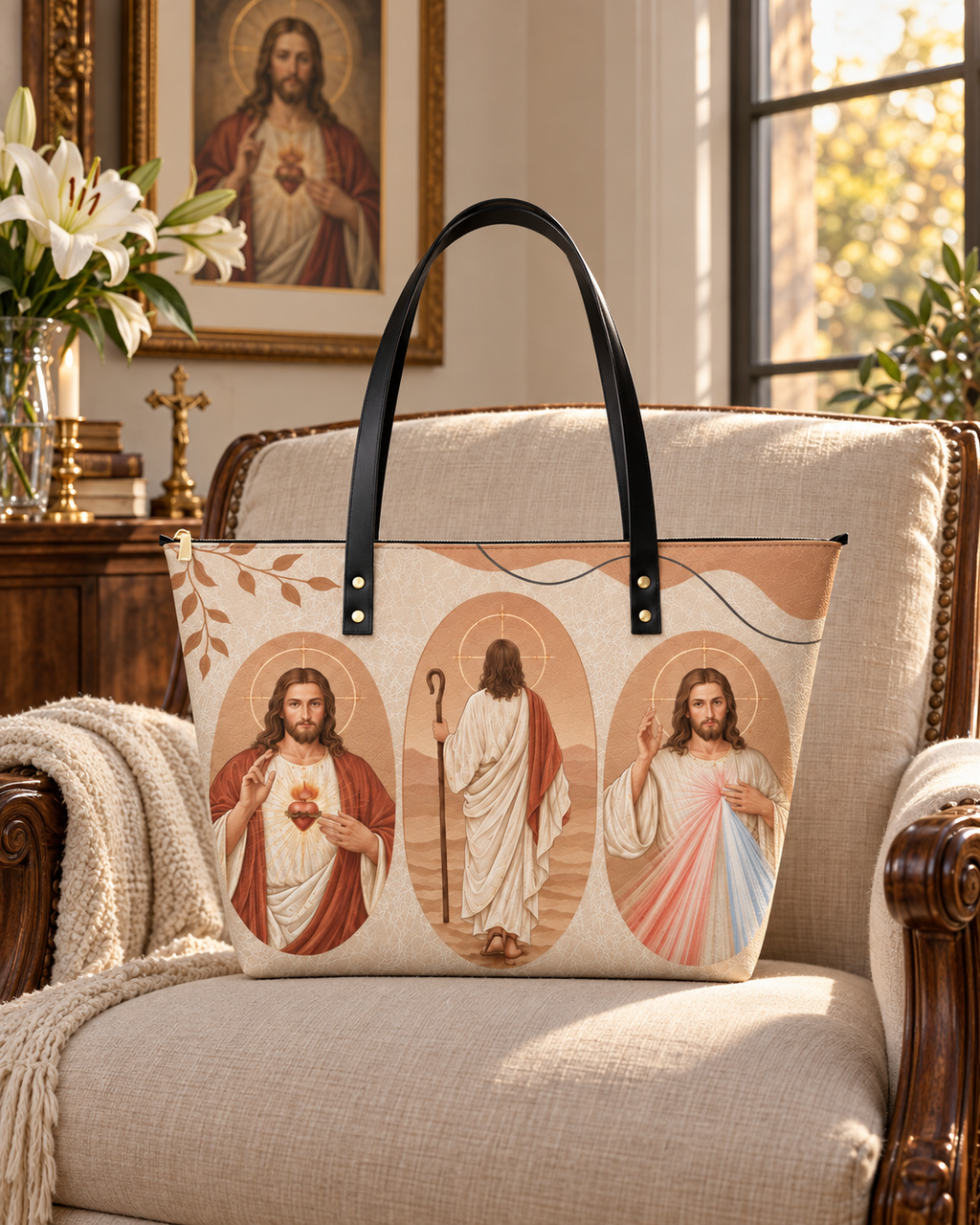 Savior Leather Tote Bag - Christian Tote Bag, gift presentation
