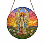 Scutum Fidei Glass Suncatcher - Catholic Suncatcher, front view