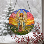 Scutum Fidei Glass Suncatcher - Catholic Suncatcher, detail view