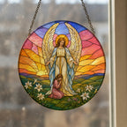 Scutum Fidei Glass Suncatcher - Catholic Suncatcher, styled in the home