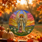 Scutum Fidei Glass Suncatcher - Catholic Suncatcher, hanging display