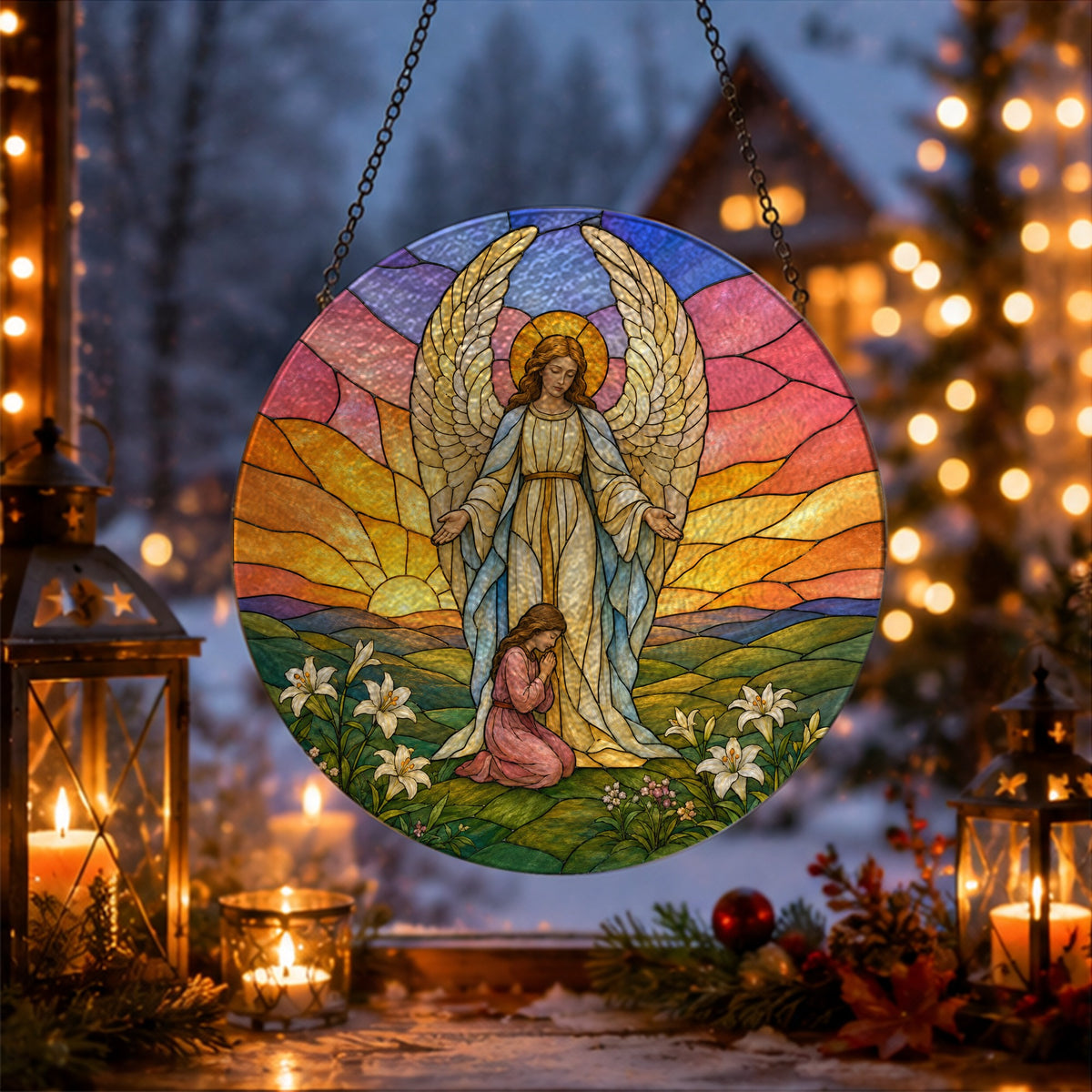 Scutum Fidei Glass Suncatcher - Catholic Suncatcher, gift presentation