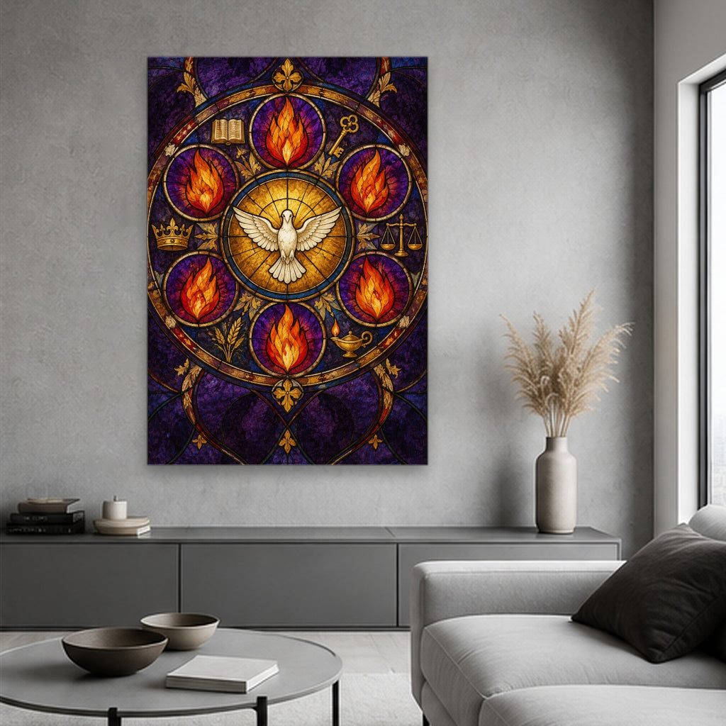 Septem Dona Canvas Wall Art - Catholic Wall Art, hanging display