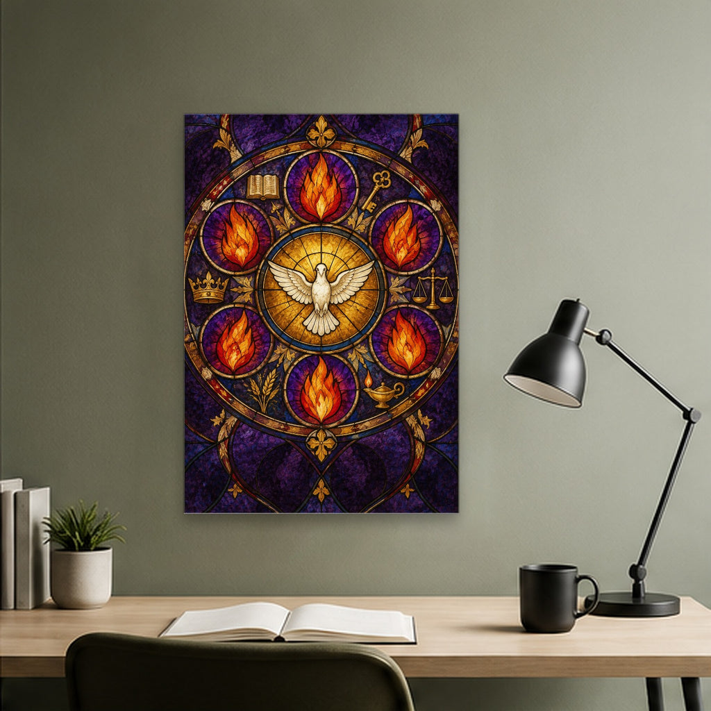 Septem Dona Canvas Wall Art - Catholic Wall Art, close-up of the print