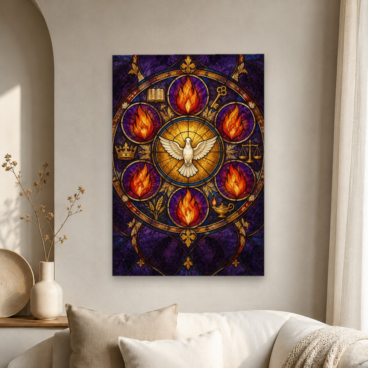 Septem Dona Canvas Wall Art - Catholic Wall Art, scale reference