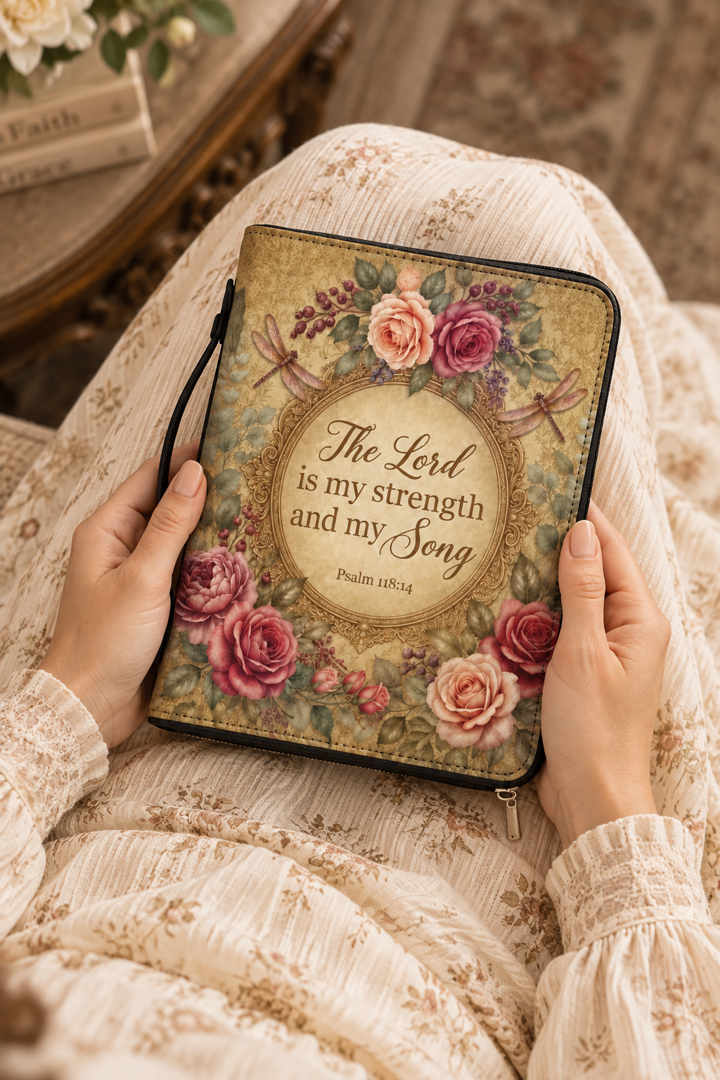 Serenity Bible Cover - Leather Bible Cover, hanging display