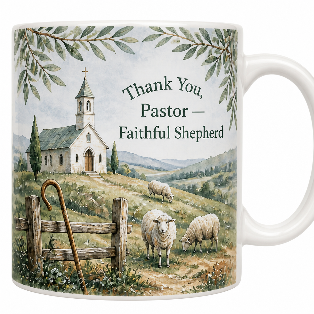 Shepherd Of The Hill Chapel Ceramic Mug - Christian Coffee Mug, detail view