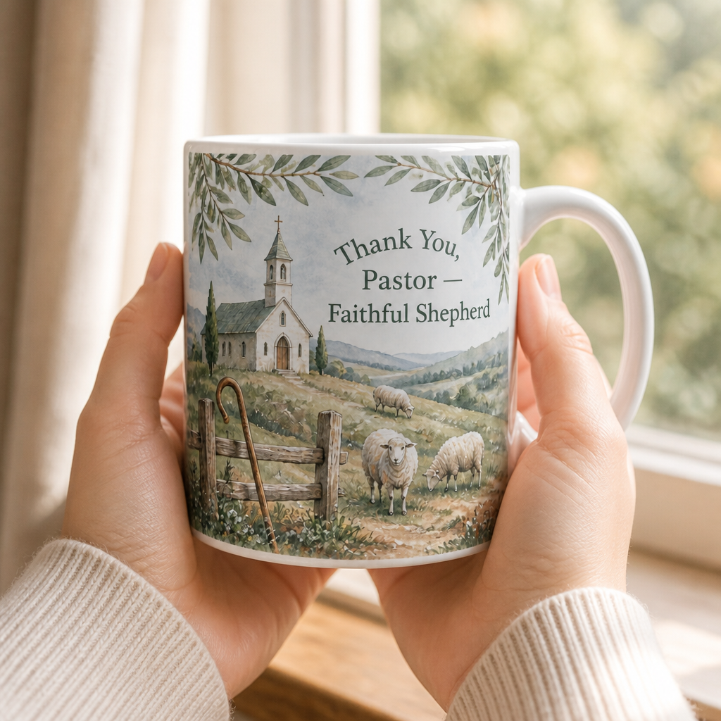 Shepherd Of The Hill Chapel Ceramic Mug - Christian Coffee Mug, styled in the home