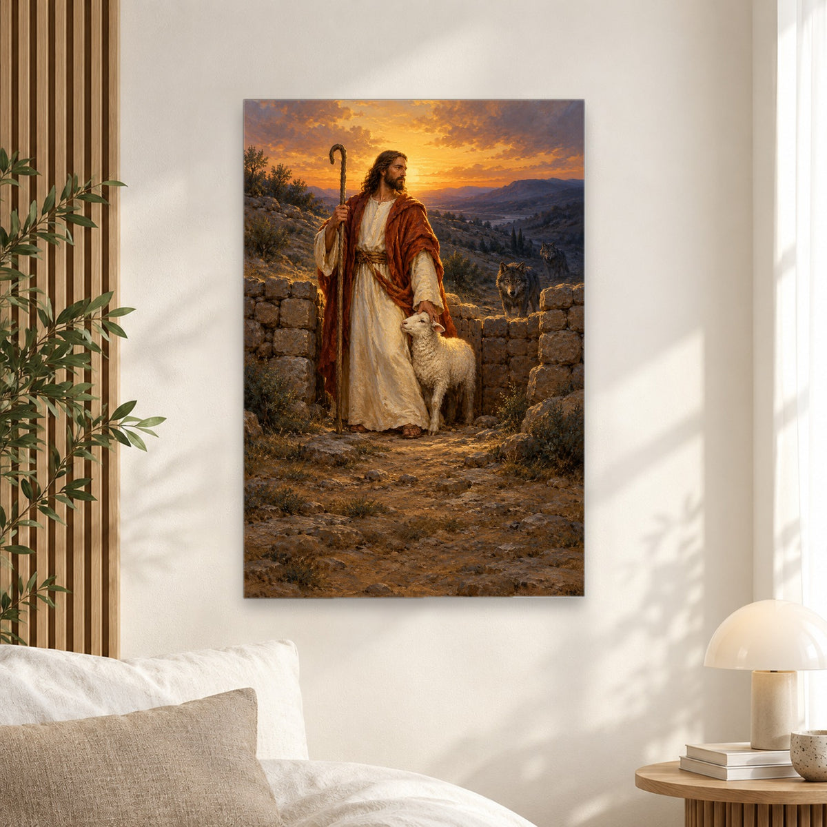 Shield of the Flock Canvas Wall Art - Catholic Wall Art, alternate angle