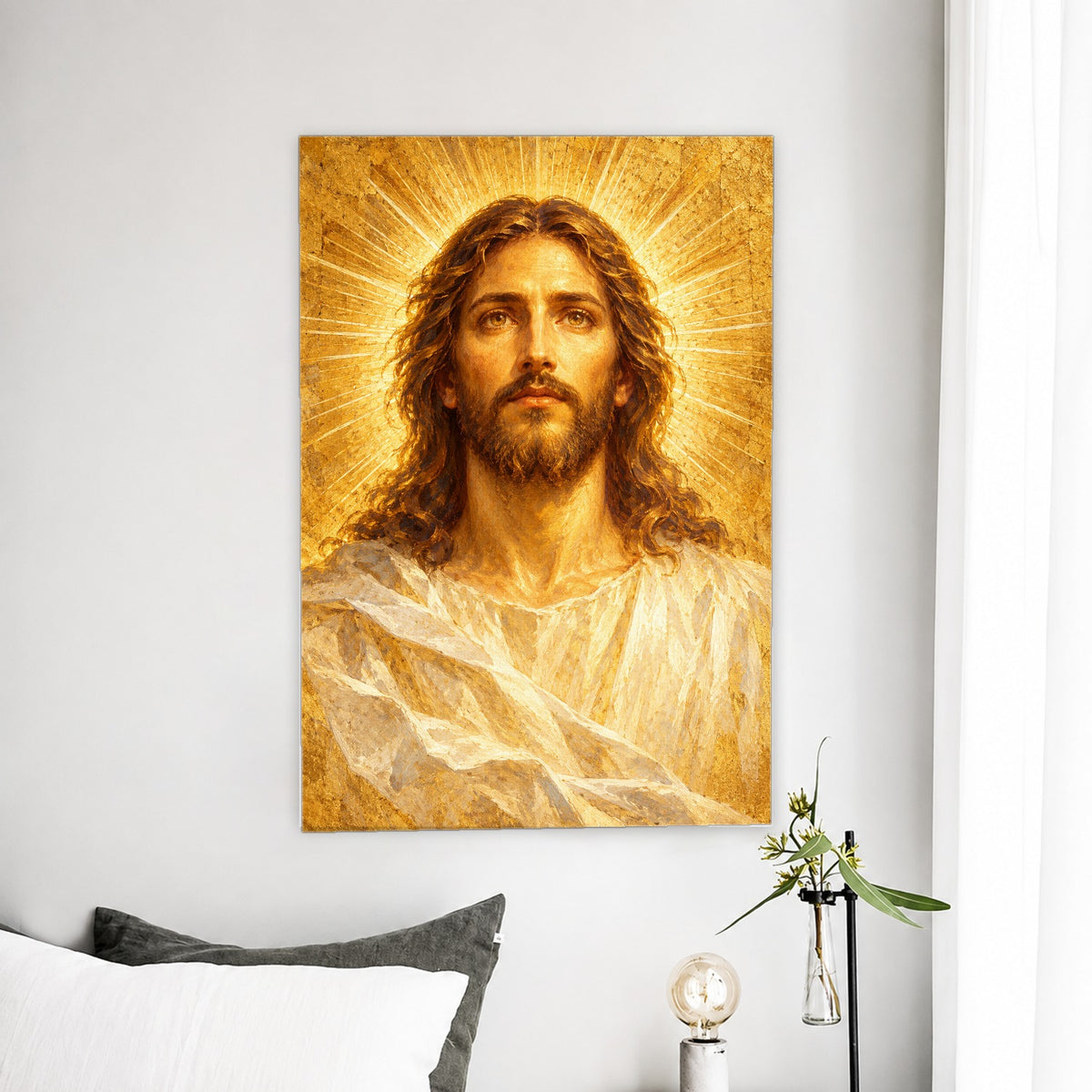 Shining Face Canvas Wall Art - Catholic Wall Art, detail view