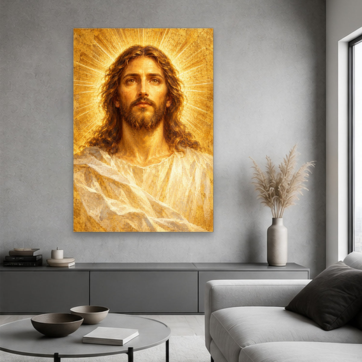 Shining Face Canvas Wall Art - Catholic Wall Art, hanging display