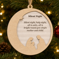 Silent Night Crescent Moon 2-Layer Wooden Ornament - Wooden Christmas Ornament, front view