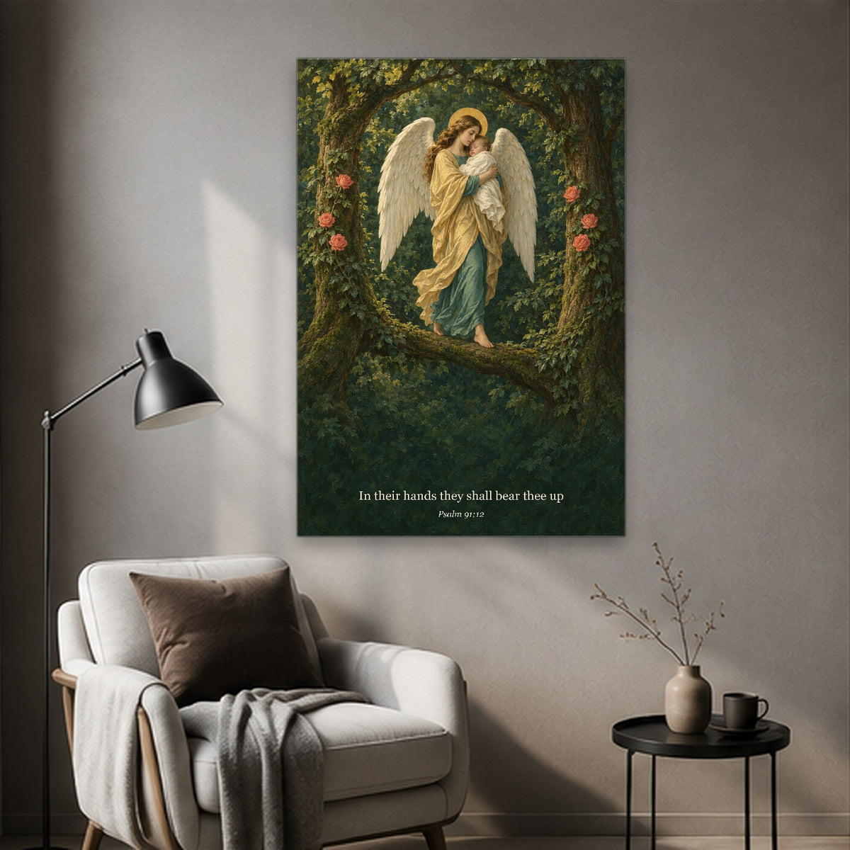 Silva Angelica Canvas Wall Art - Catholic Wall Art, styled in the home