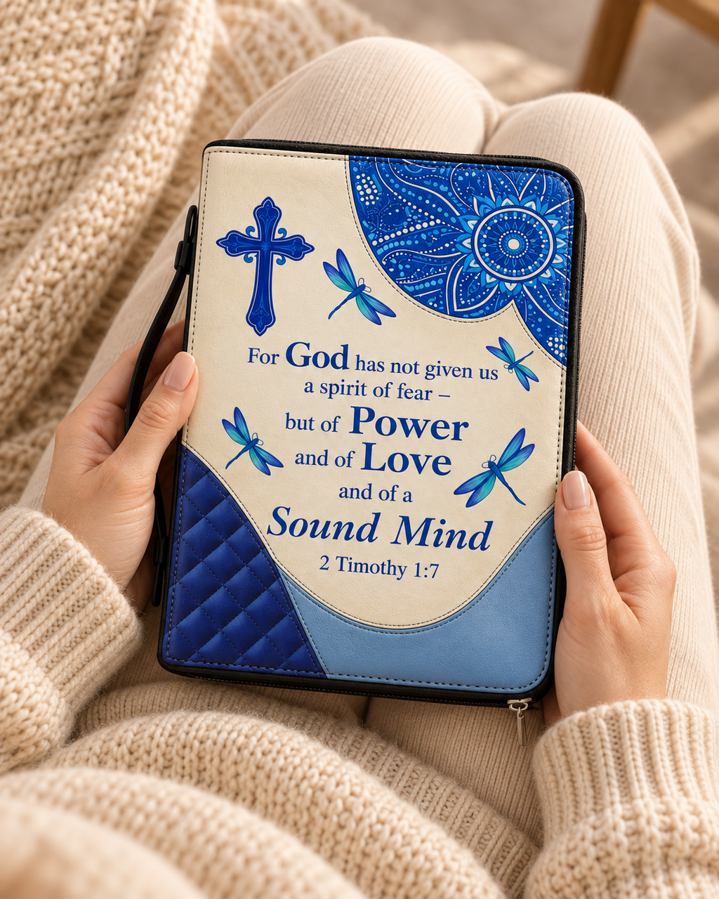 Sound Mind Bible Cover - Leather Bible Cover, gift presentation