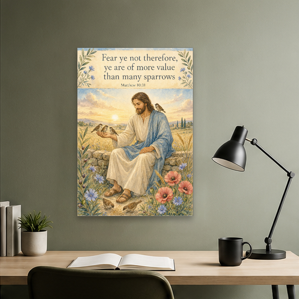 Sparrows at Dawn Canvas Wall Art - Christian Wall Art, hanging display